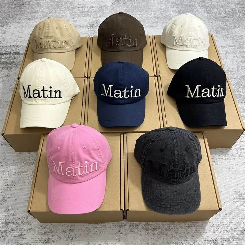 MATIN KIM Big‑Letter Embroidered Baseball Cap, Celebrity‑Style Face‑Flattering Unisex Couple Peaked Sun Hat Korean Niche