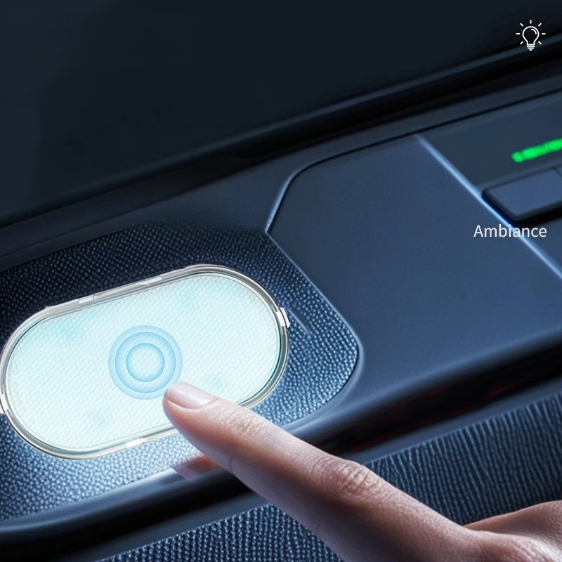 4x Touch Control 7 Color Oval LED Car Reading Light USB Charging Sound Activated Remote Control Roof Ambient Atmosphere Lamp