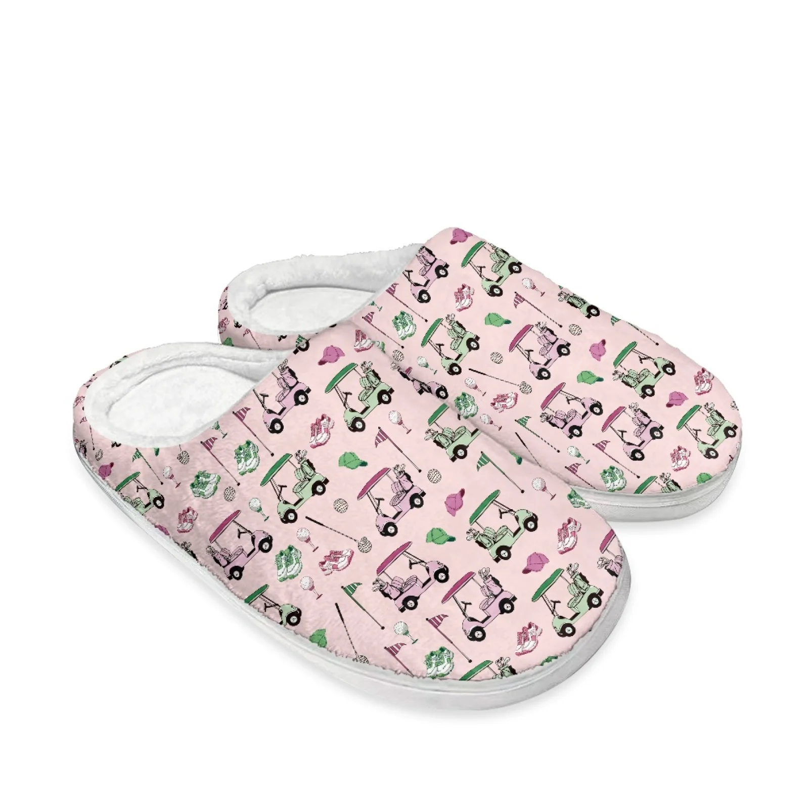 PENSTROLL Golf Cart Pattern Non Slip Home Shoes House Shoes That Don't Rub Top Of Foot Extra Wide House Shoes