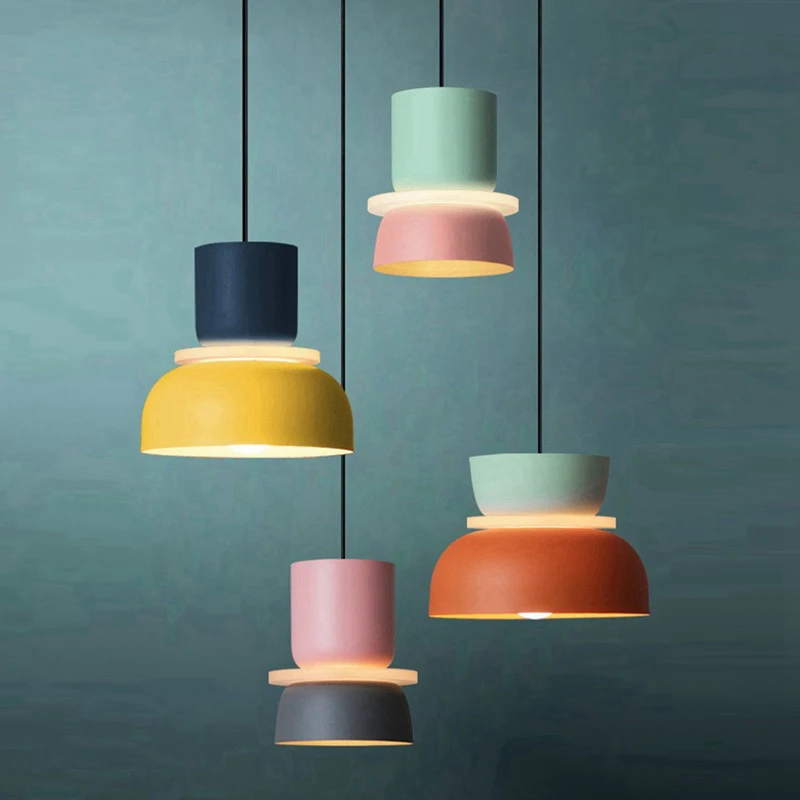 

Modern Macaron Pendant Lamp Led Hanging Suspension Living Study Bar Dining Room Bedside Bedroom Lighting Home Decor Furniture