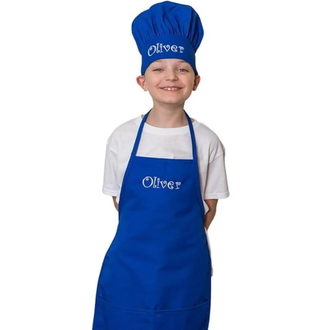 

Personalized Kids Chef Apron Front Pocket Bib Boys Girls Apron Kitchen Craft Kids Apron Painting Cooking Baby Pinafore+Hat Sets