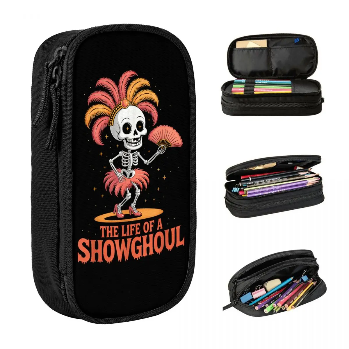 Life Of A Showghoul Funny Skeleton Dance Costume Design Pencil Case Child Fashion Pencil Bag Design School Pencil Cases Gift