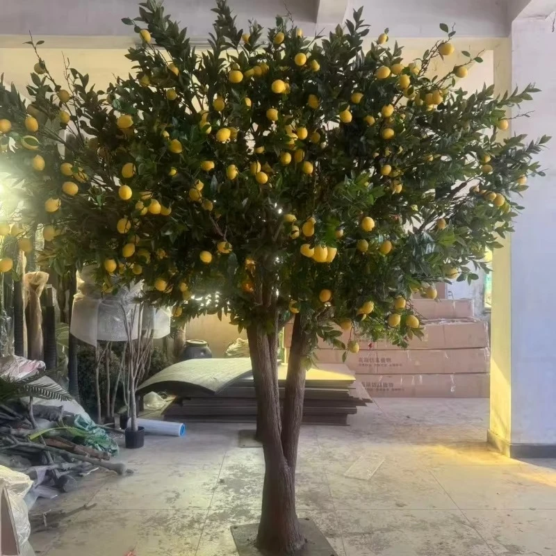 #￥Jumei Model 023 3M High Customizable Indoor Outdoor Fiberglass Artificial Lemon Tree Durable Metal Frame Eco-friendly