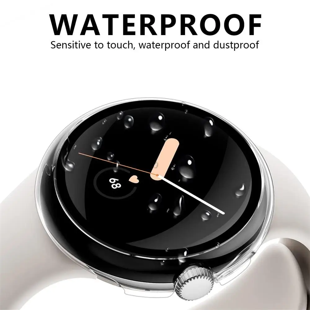 Glass+Case for Google Pixel Watch Strap Screen Protector Tempered Bumper Cover Frame Film PC Hard-Shell Pixel Watch 2 Accessorie