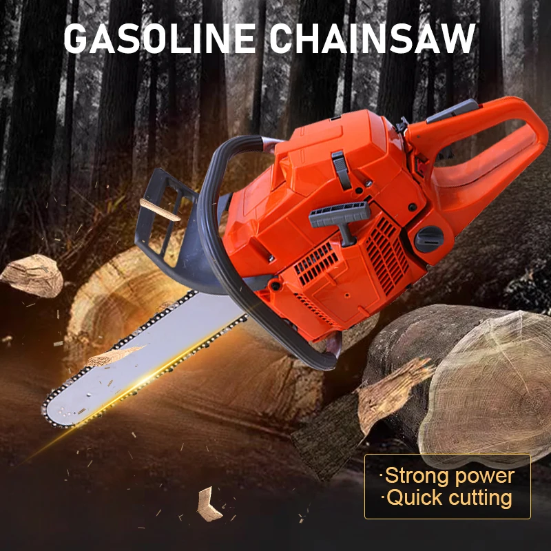 65CC High Power Chain Saw Handheld Chain Saw 3.4KW Strong Power Quick Cutting Petrol Chain Saw for Wood Cutting Tree Trimming