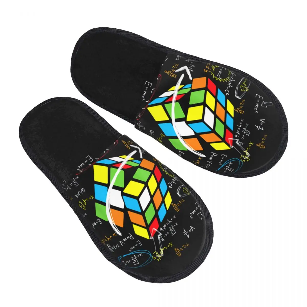 Math Rubik Rubix Rubiks Speler Kubus Wiskunde Liefhebbers Comfy Scuff Met Traagschuim Slippers Vrouwen Slaapkamer Huis Schoenen