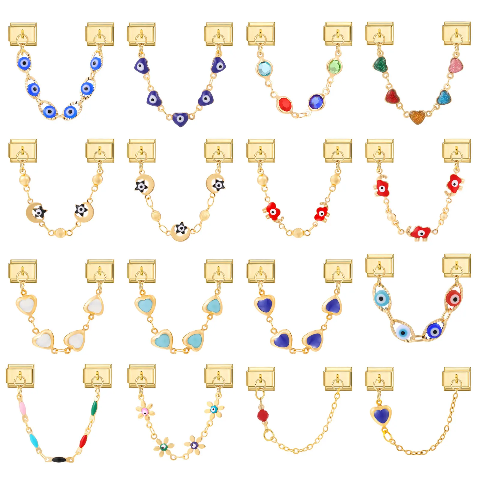Image of Süße rosa Liebe Herz süße Katzen blaue Augen Charms Links Perlen passen 9mm Edelstahl italienische Charm Armband DIY machen Geschenke