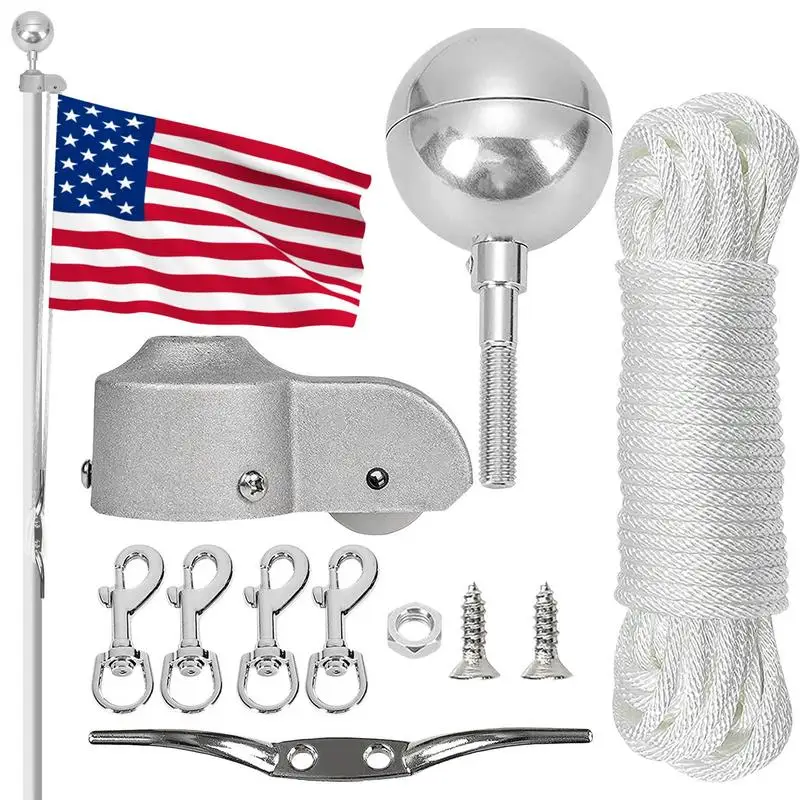 Flagpole Hardware Repair Kit Flag Poles Replacement Parts Outdoor Décor Repair Kit For Pole Features 4 Metal Swivel Snap Clips