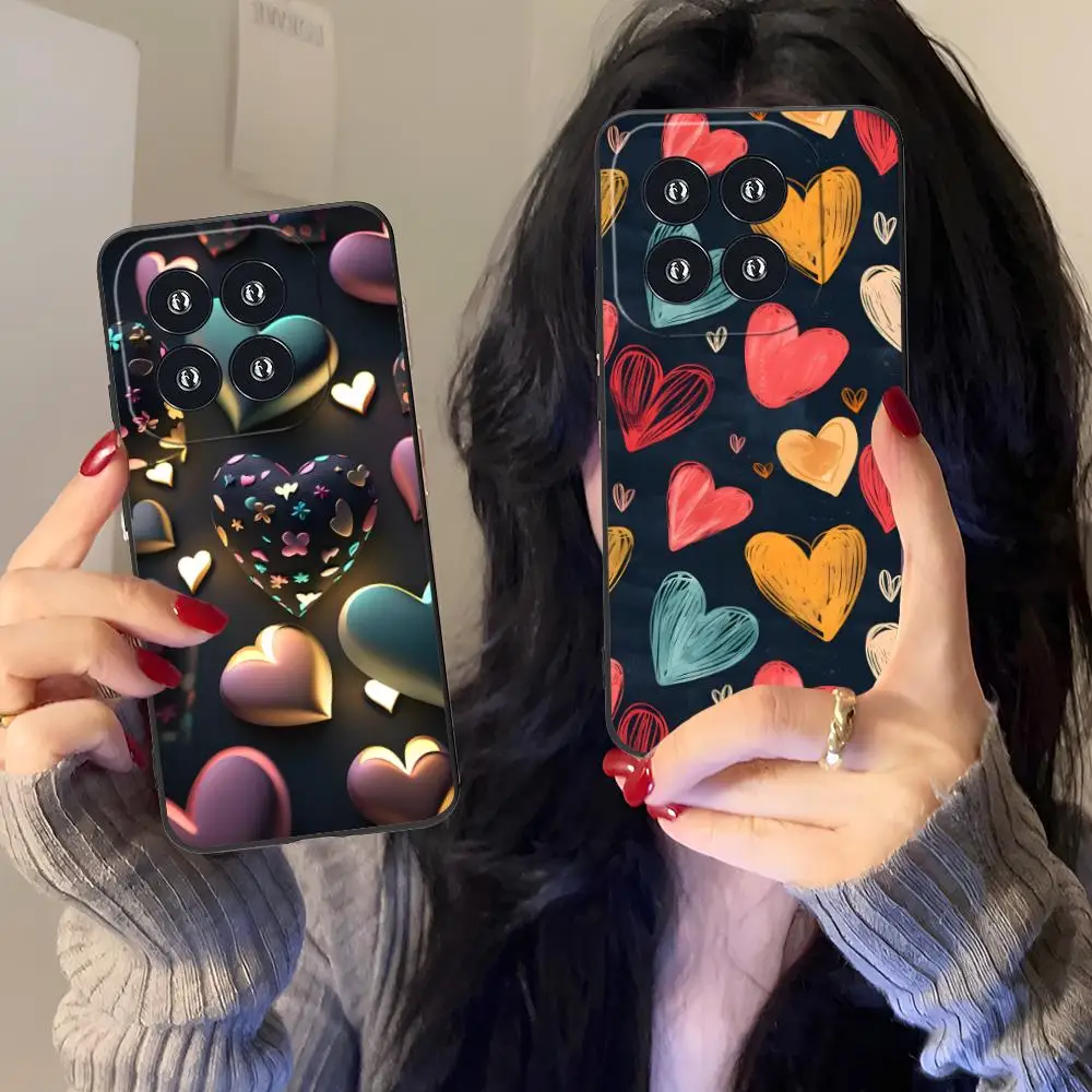 

Y2K Glowing Hearts Mobile Phone Case for Xiaomi 15 14 13 12 Mi 11 T Ultra Lite Pro S X 5G Colour Printing Protective Luxury