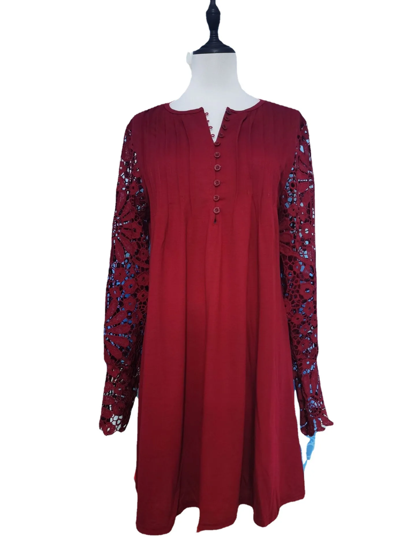 Spring and summer women\'s clothing new style fashionable temperament casual sexy commuting lace long sleeved dress