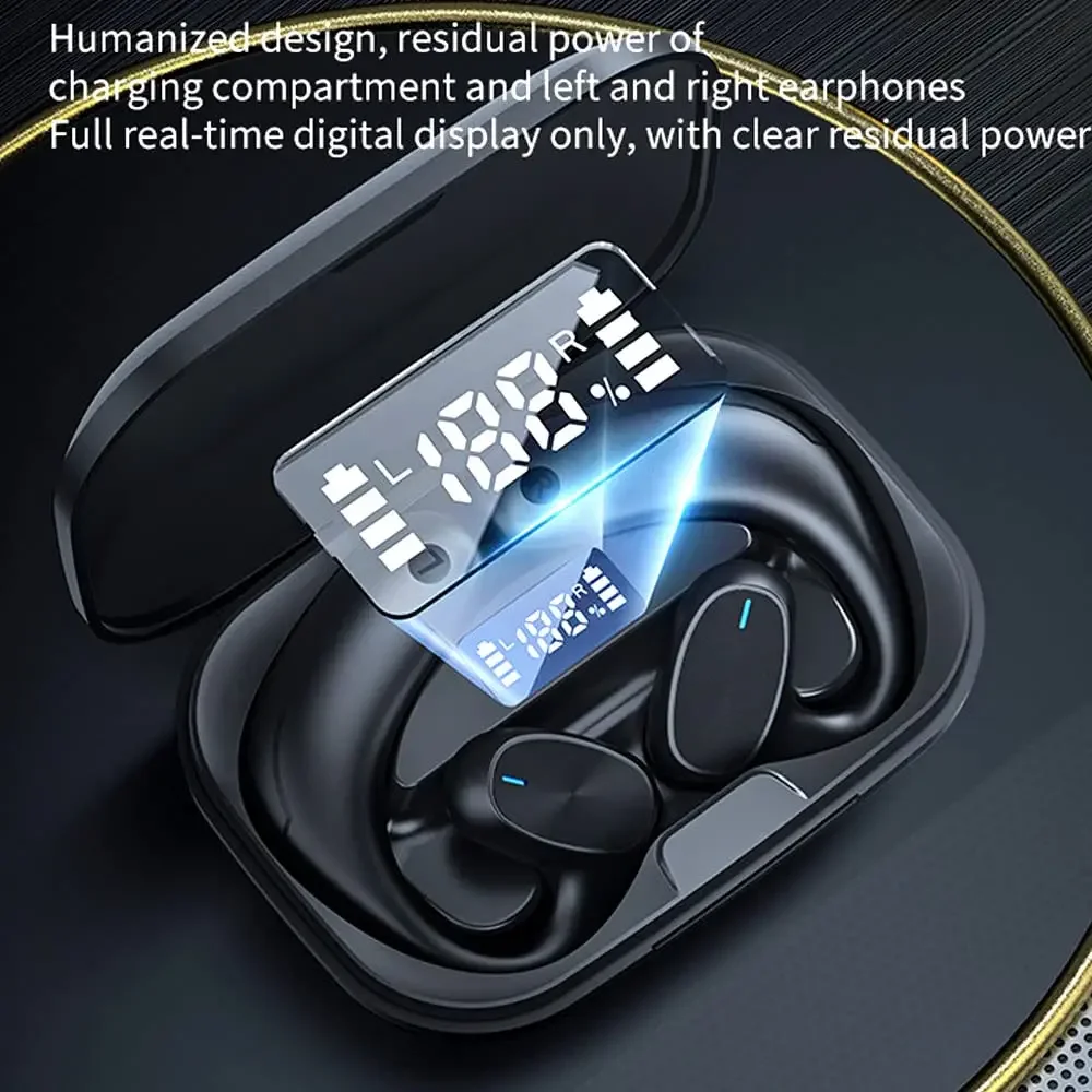 Ear-mounted Wireless Bluetooth Earphones Bone Conduction Earbuds with Charging Compartment Business Sports Waterproof Headsets