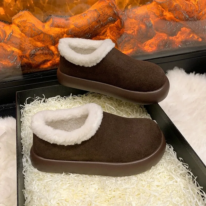 

Winter Women Snow Boots Non Slip Fluffy Fur Platform Suede Ankle Boots Cozy Warm High-top Cotton Shoe for Women Zapatillas Mujer