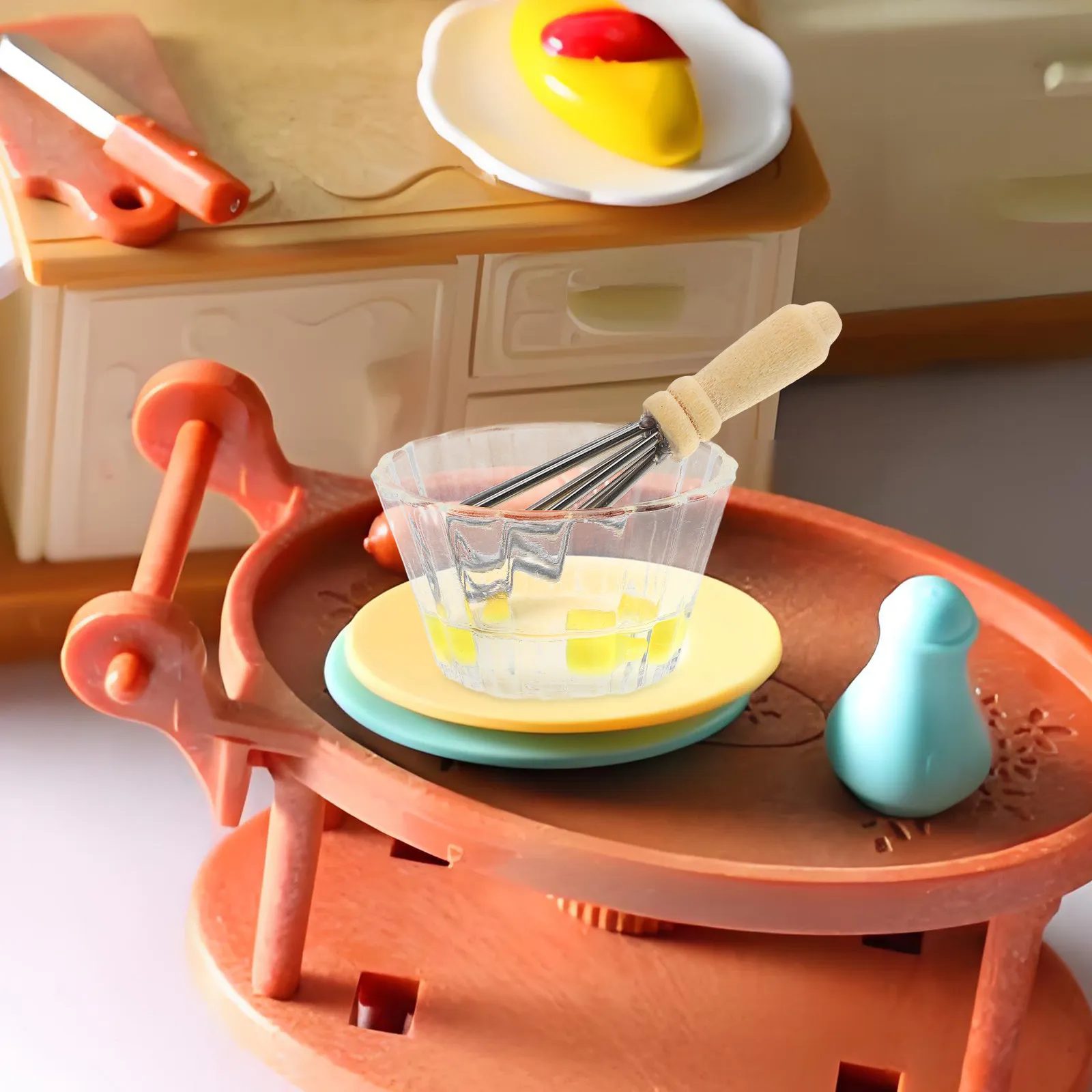 Realistic Miniature Kitchen Set Includes Egg Whisk Mixing Bowl for Dollhouse Miniature Baking Set Fine Motor Skill Development