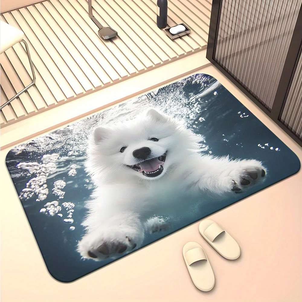 Premium Waterproof Dog Lover Puppy Welcome Mat Indoor Outdoor Entrance Rug Home Decor Gift Pet Mat Cute Fluffy Puppy Door Access