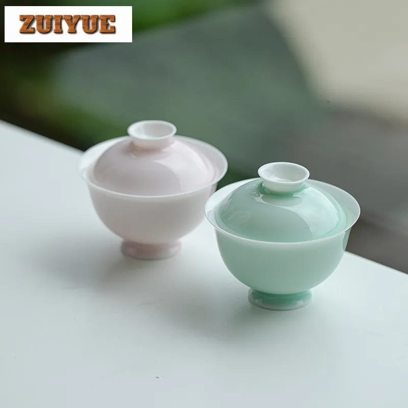 

110 мл однотонная глазурованная Крышка Чаша дзен керамическая тонкая шина Gaiwan винтажная антиожоговая чашка чай пивоваренный чай кафе подарок