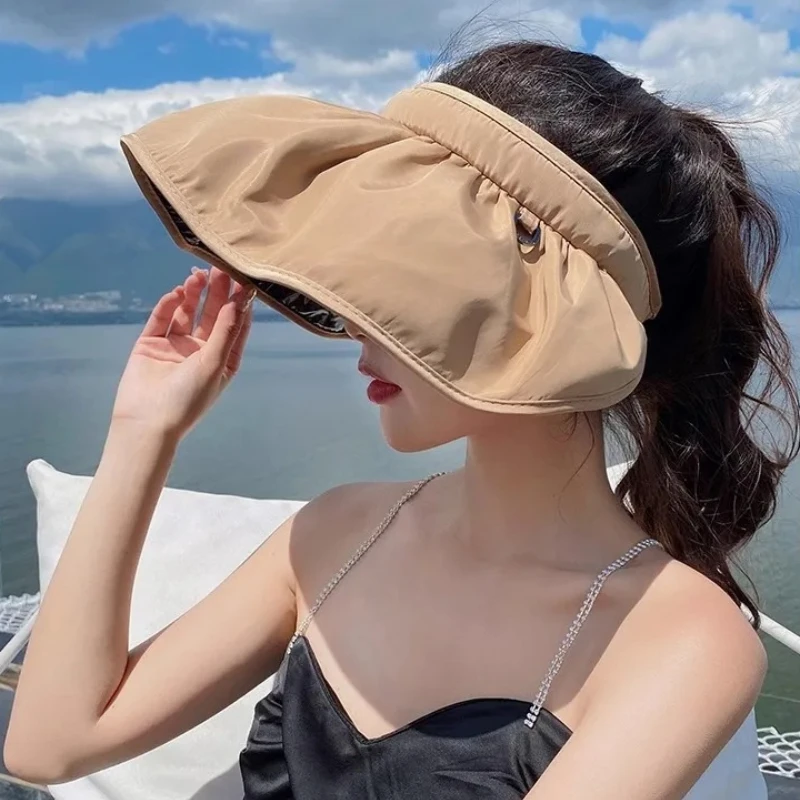 UPF50+ Foldable Headband Sun Visor Hat Dual-Use Full Face Sun Protection Beach Hiking Outdoor Summer Hats for Women view 4