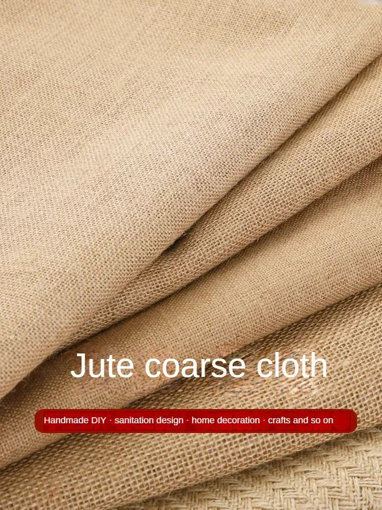 Jute Fabric By The Meter for Tablecloth Bag Upholstery Sewing Plain Wear-resistant Old Coarse Cloth Retro Breathable Hydrophobic