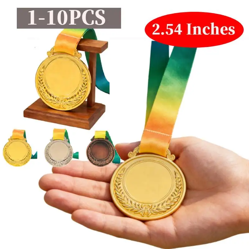 

1/10 шт. золотых, серебряных, бронзовых наградных медалей 2,54 дюйма с лентой для награждения победителей на школьных спортивных мероприятиях, спортивных событиях или праздниках.