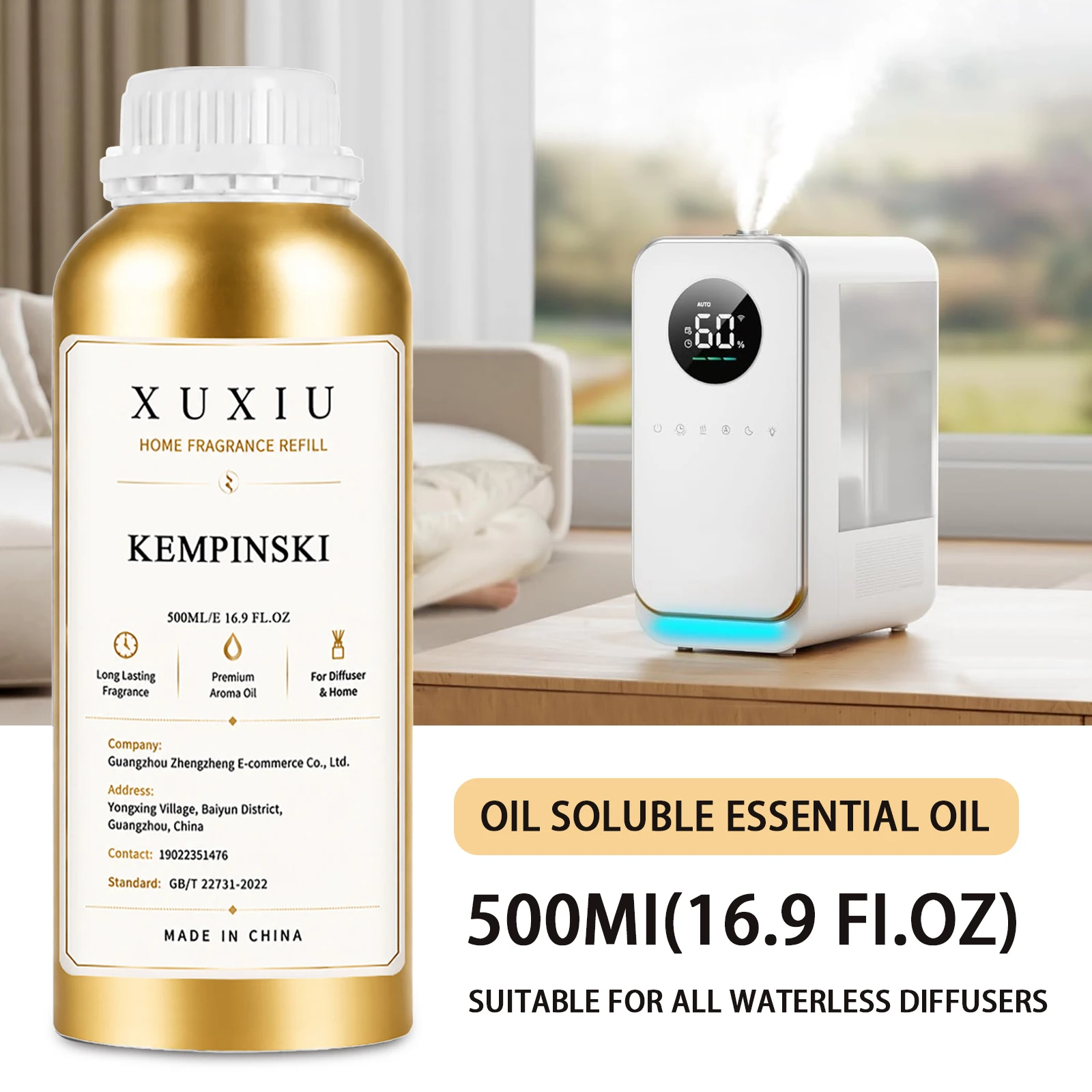 Long‑Lasting 500ML Fire‑Free Fragrance Refill Liquid, Oil‑Based Essential Oil for Indoor Hotel Home Bedroom