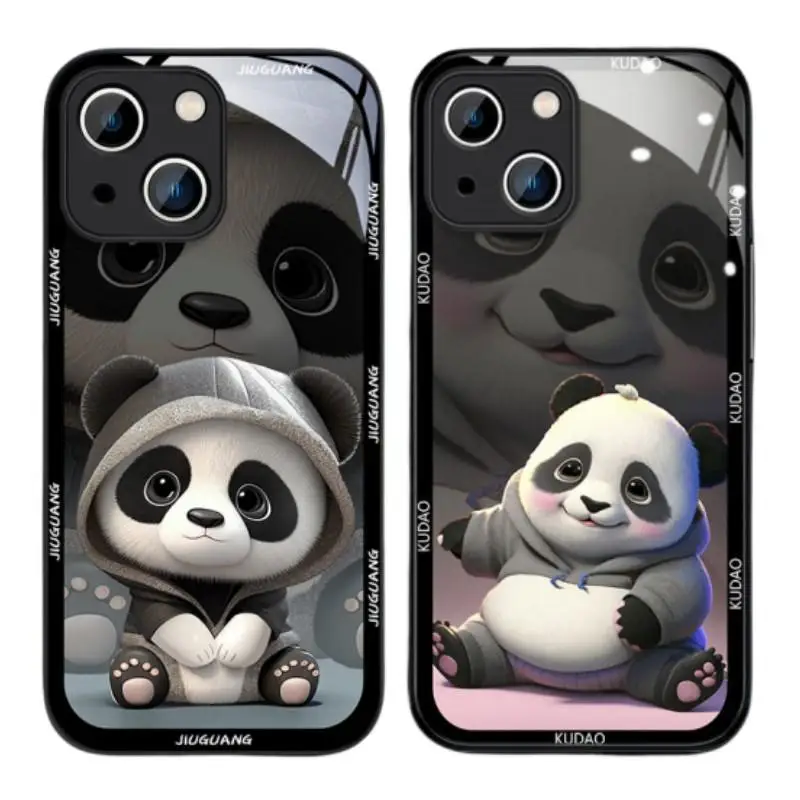 Liquid Glass Cute Panda Playing Guitar Drinking Cover For Samsung Galaxy S23 Ultra S22 Plus S20 FE A24 Soft Silicone Edge Case