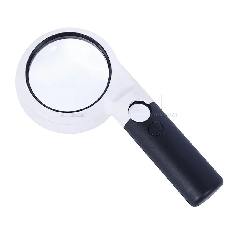 

Elderly Reading Illuminated Magnifier, Dual Lens, Handheld 11 LED Light, Jewelry Loupe, Black White