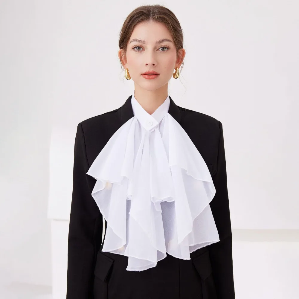 Cuello con volantes renacentista: elegante pieza de cuello desmontable blanca para disfraces y recreación histórica