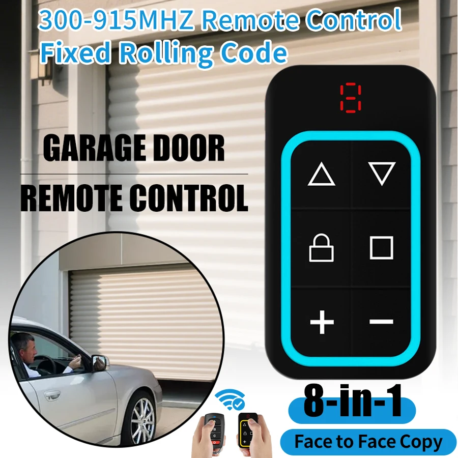 Universal 8 in 1 Garage Remote 300-915MHZ Multi-frequency Face to Face Copy Door Gate Remote Control Duplicator Remote Control