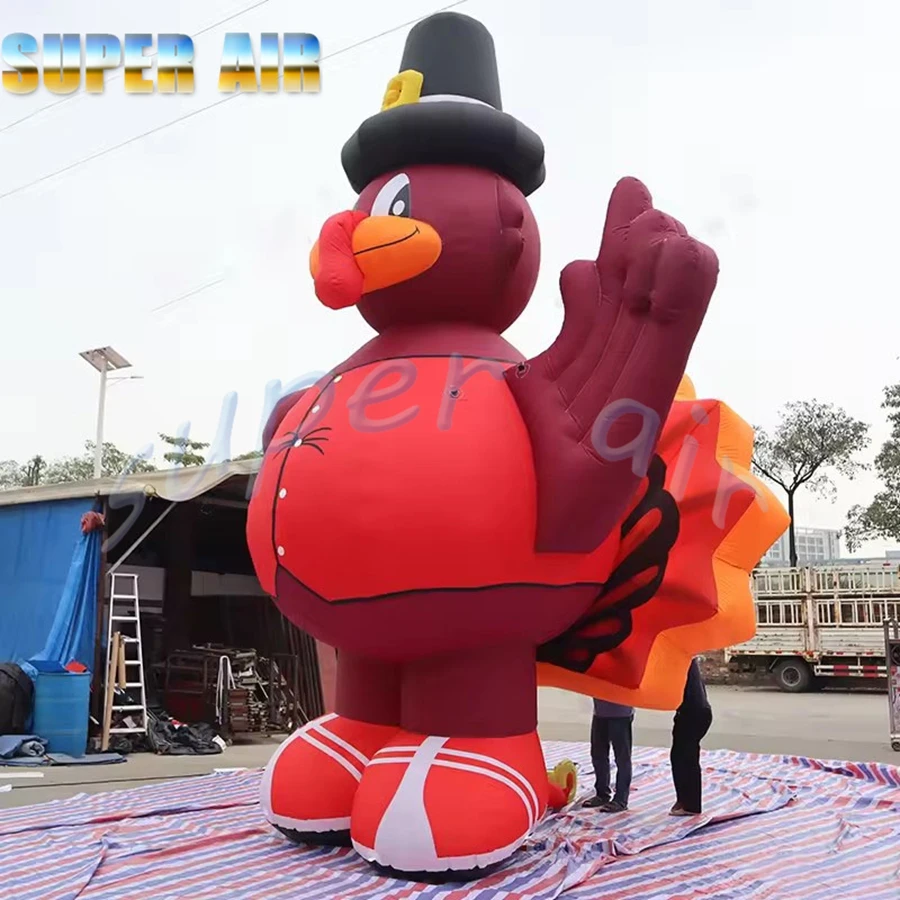 Nowy projekt gigantycznego nadmuchiwanego indyka o wysokości 8 m, idealna dekoracja świąteczna na świeżym powietrzu na Święto Dziękczynienia