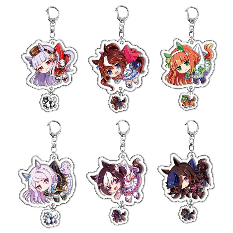 Anime Umamusume: Pretty Derby Keychain Cute Figures Special Week Silence Suzuka Tokai Teio Pendant Car Key Ring Bag Jewelry Gift