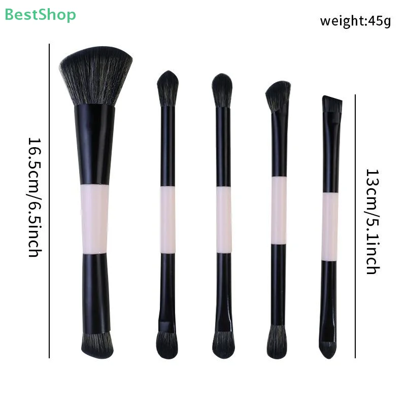 1/5 pezzi pennello per fondotinta a doppia estremità contorno professionale strumenti per trucco cosmetico fard in polvere in fibra artificiale