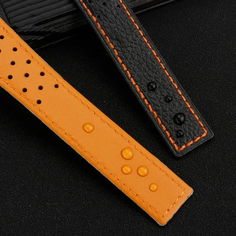 Tali Jam Tangan Kulit Asli untuk TAG Heuer MONACO CARRERA CAW211R/P Gelang Jam Tali Kulit Sapi Cetak Leci Gelang Pria 22Mm