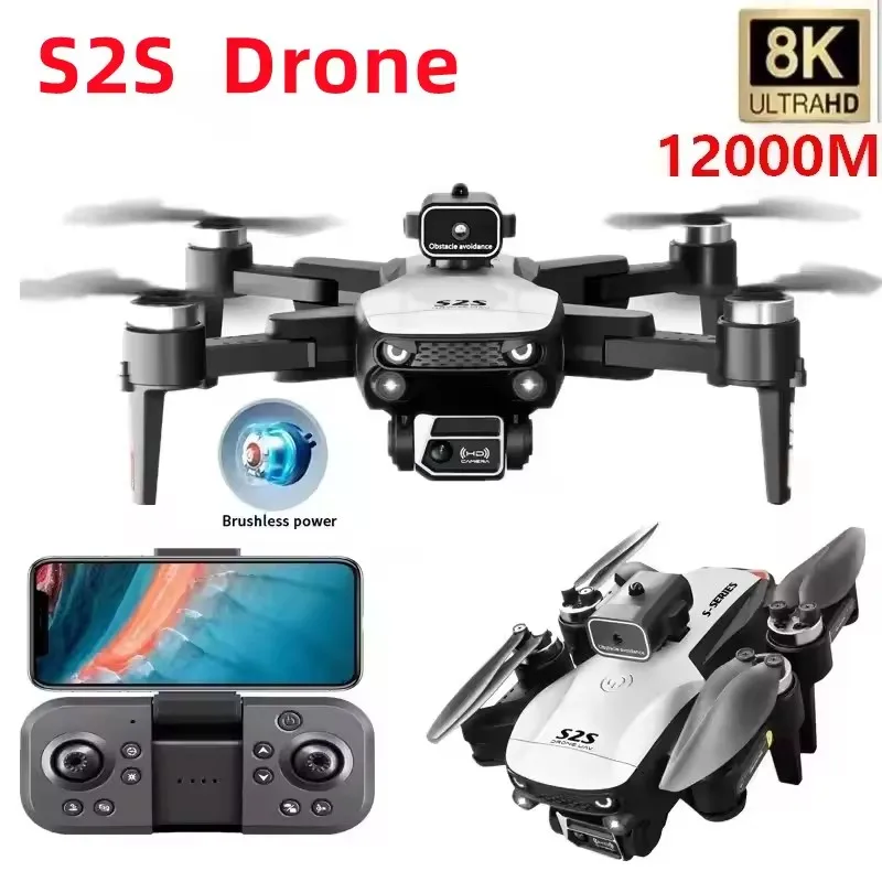 

Новый дрон S2S 8K HD с двойной камерой, бесщеточным мотором, функцией предотвращения столкновений, 5G Wi-Fi, радиоуправляемый вертолет, складной квадрокоптер