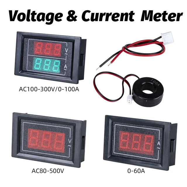 0.56 ''woltomierz cyfrowy amperomierz AC 0-100A AC60-500V wyświetlacz LED mierniki napięcia prądu Tester detektor