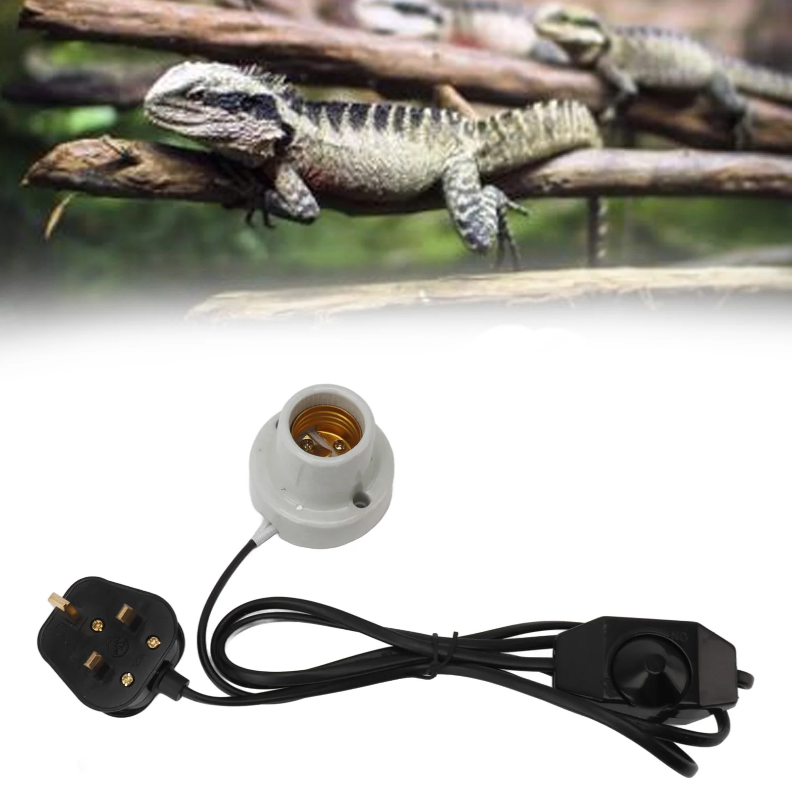 Reptile Ceramic Heat Lamp Holder E27 Socket Safety Thermooptic Switch Reptile Heat Lamp Fixture Holder for Tortoise for Lizard