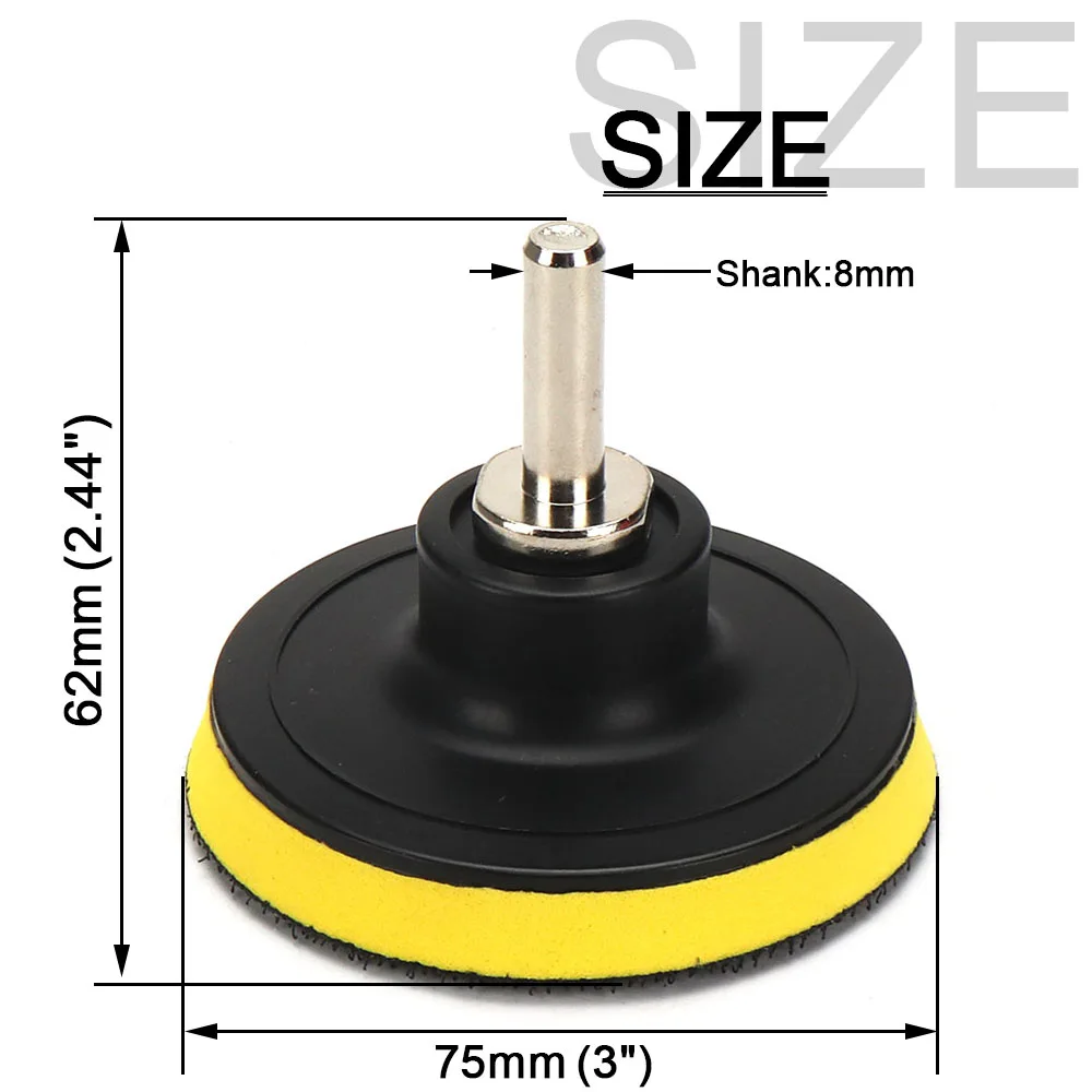 3 Inch Backer Polishing Pad 75mm Rubber Hook & Loop Buffing Pad Sanding Disc for Electric Drill Polisher  Grinder Grinding Tool