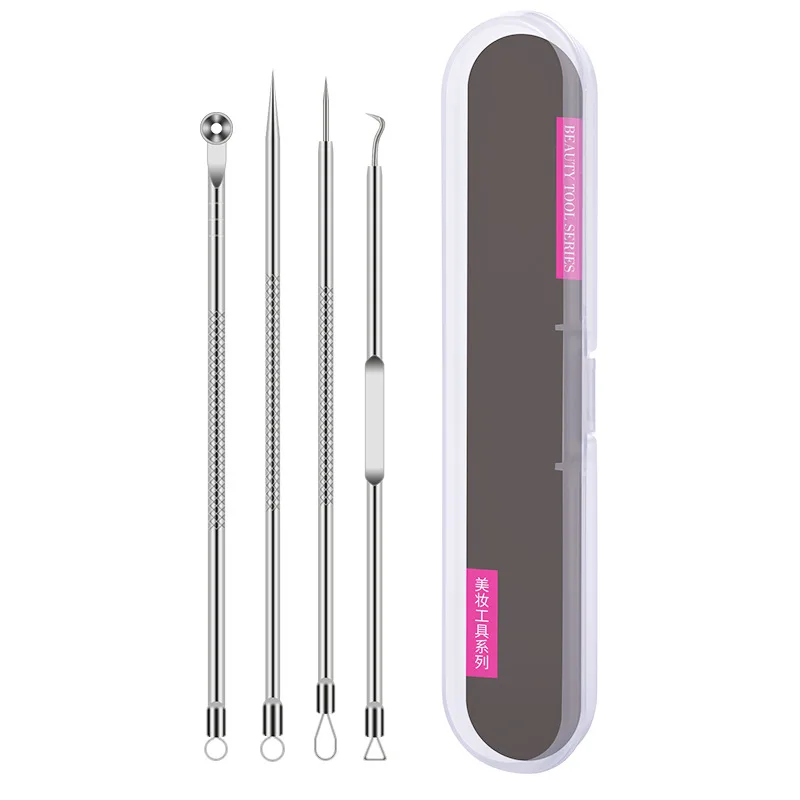 6-teiliges Set zum Entfernen von Mitessern aus Edelstahl – Akne-Nadel, Clip und Lupe für Gesichtsporen, saubere Hautunreinheiten