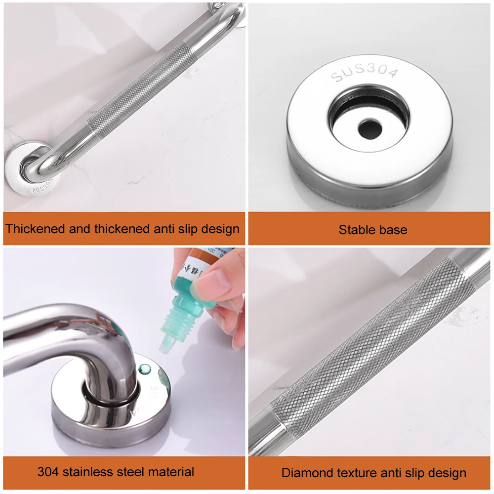 1PC Hot Sale Stainless Steel 300/400/500mm Bathroom Tub Toilet Handrail Grab Bar Shower Safety Support Handle Towel Rack