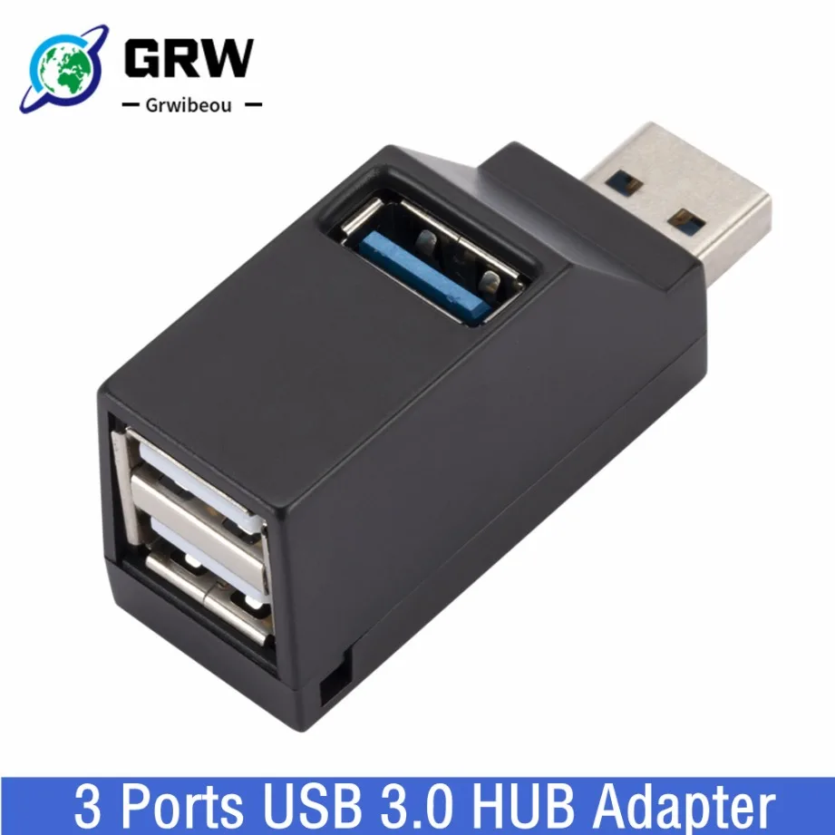 Grwibeou 3 Ports USB 3.0 HUB Extender Splitter Rotate USB Hub 2.0 Adapter High Speed For Computer PC Laptop Mac Mini Accessories