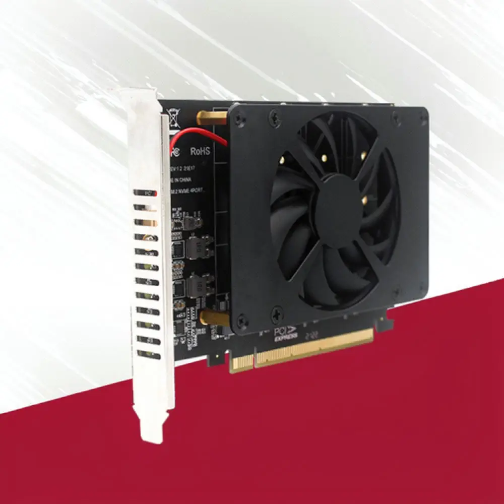 PCIe X16 To M2 NVMe SSD Adapter Converter For PHDK PH44F Desktop Computer Storage Expansion Card With High Efficiency Fan