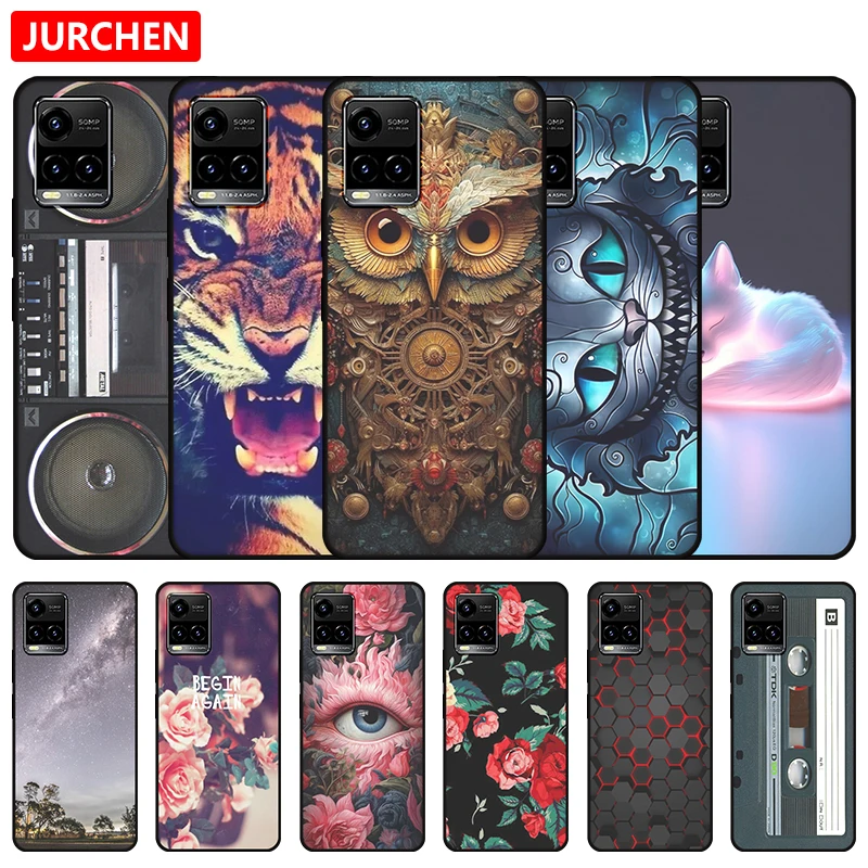 Silicone Case For VIVO Y33S 4G Cute Cat Dogs Wolf Lion Fox Cartoon Pattern For VIVO Y33 Y 33 S 33S 4G V2109 Thin TPU Black Cover