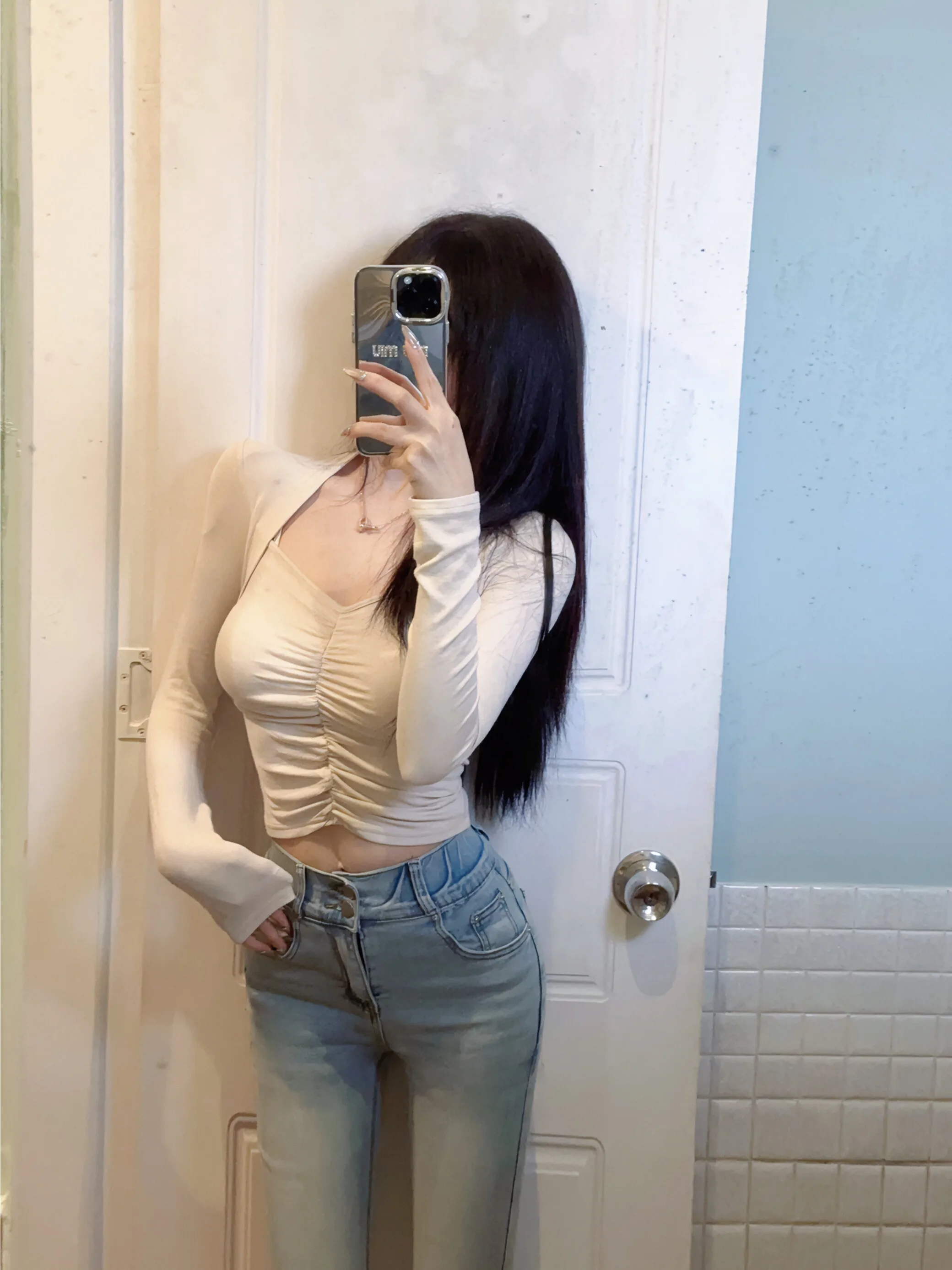 

High Waist Slim Fit Jeans Women's Elastic Bodycon Cotton Stretch Denim Pants Korean Sle Spring Autumn Faion Thinming Long...