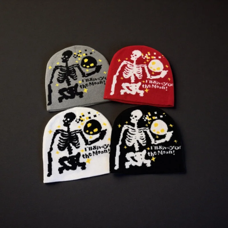 

Skeleton Skull Beanie Halloween Knitted Hat for Men Women Funny Horror Novelty Ski Cap Stretchable Jacquard Skull Cap Costume
