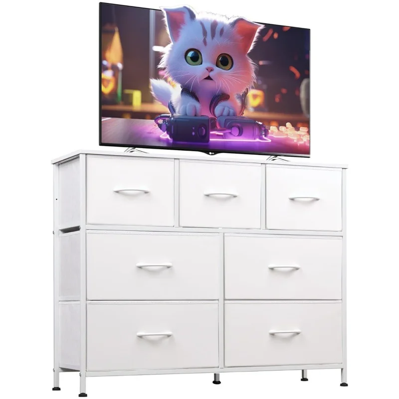 

7-ящикный комод, шкаф для телевизора, комод для спальни, деревянная верхняя тканевая башня для хранения, удобная ручка