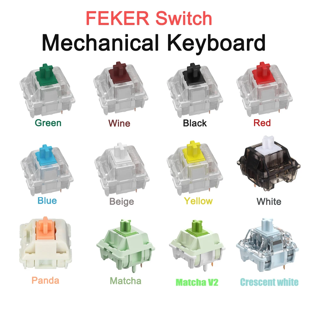 10-110 Chiếc Công Tắc FEKER Tương Tự Như Thánh Gấu Trúc Matcha 3Pin Cho Bàn Phím Cơ Keycaps Phụ Kiện Chơi Game Bàn Phím Chuyển