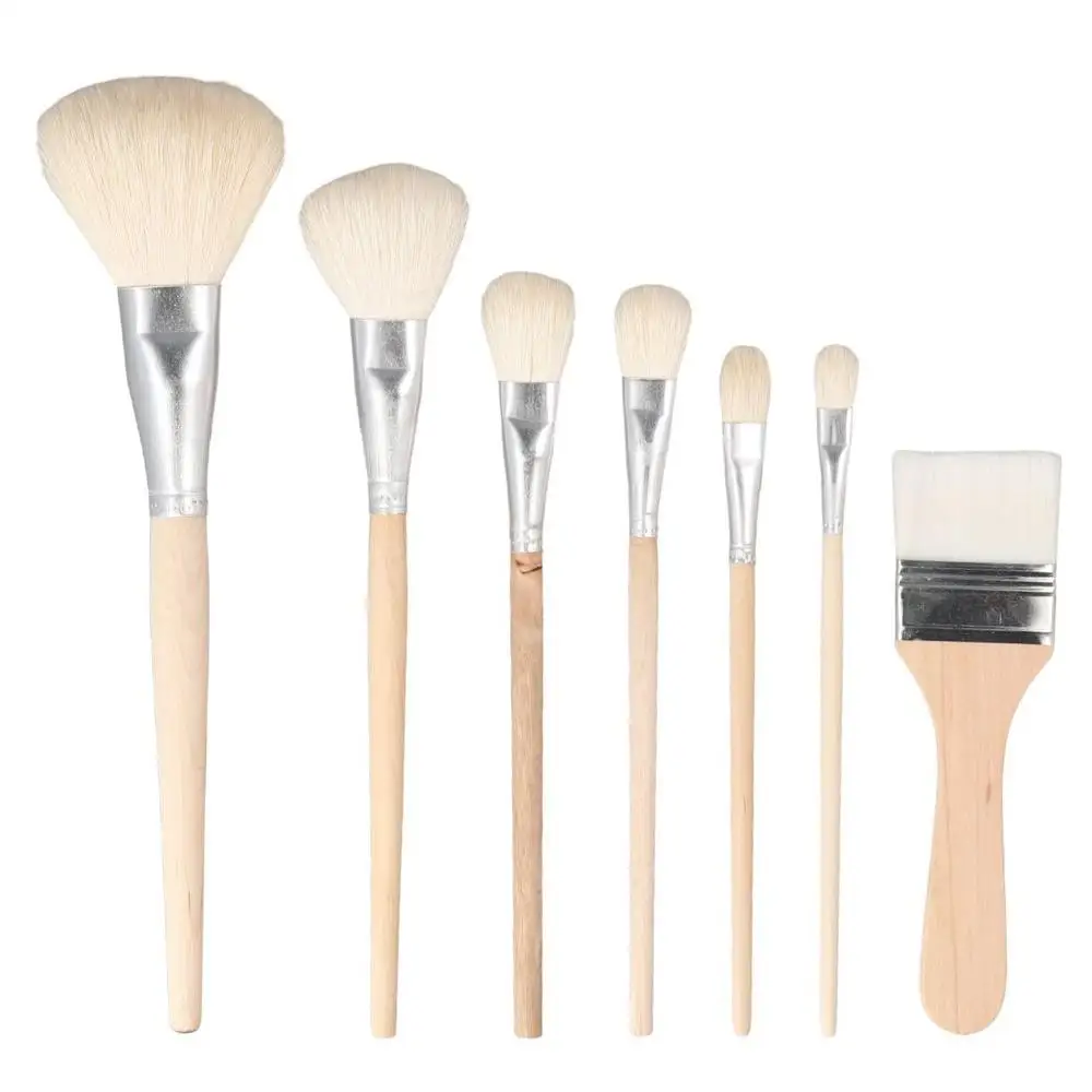 Blending Brush Goat Hair Mop Brush Wood Color 7 Pieces Versatile Blending Brush Paint Brushes For Oil Painting