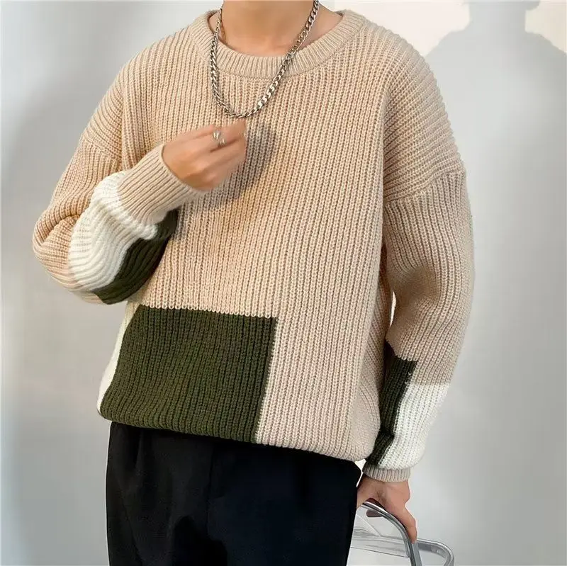 

Laid-ba Sle круглый трикотажный свитер Ne Thiened для мужчин, повседневная осенне-зимняя модная верхняя одежда из полиэфирного волокна