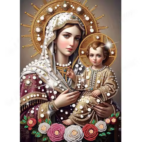 Virgin Mary Partial DIY 5D Special Shaped Drill Diamond Painting Gem Art for Adults/Beginners Gift Idea Home Wall Decor 30x40cm