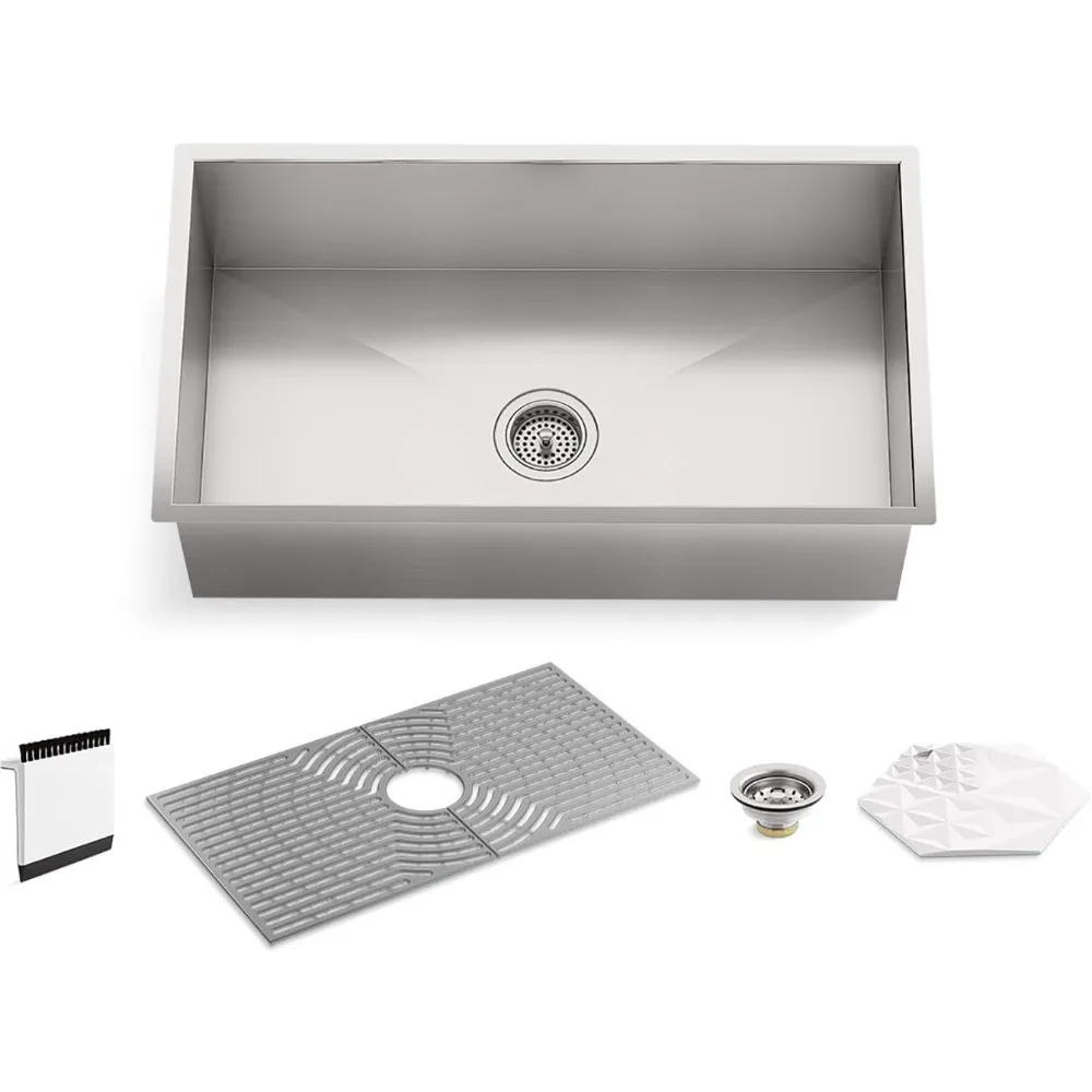 

Kohler K-20022-PC-NA Sterling Ludington 32" Under Mount Single Bowl Kitchen Sink with Accessories, 32 inch, Stainless Steel