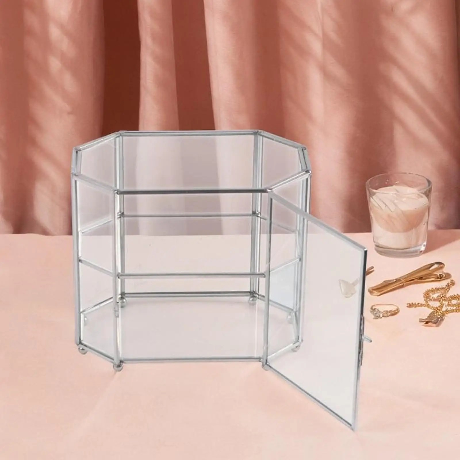 

Geometric Jewelry Display Organizer Box Glass Jewelry Box for Living Room