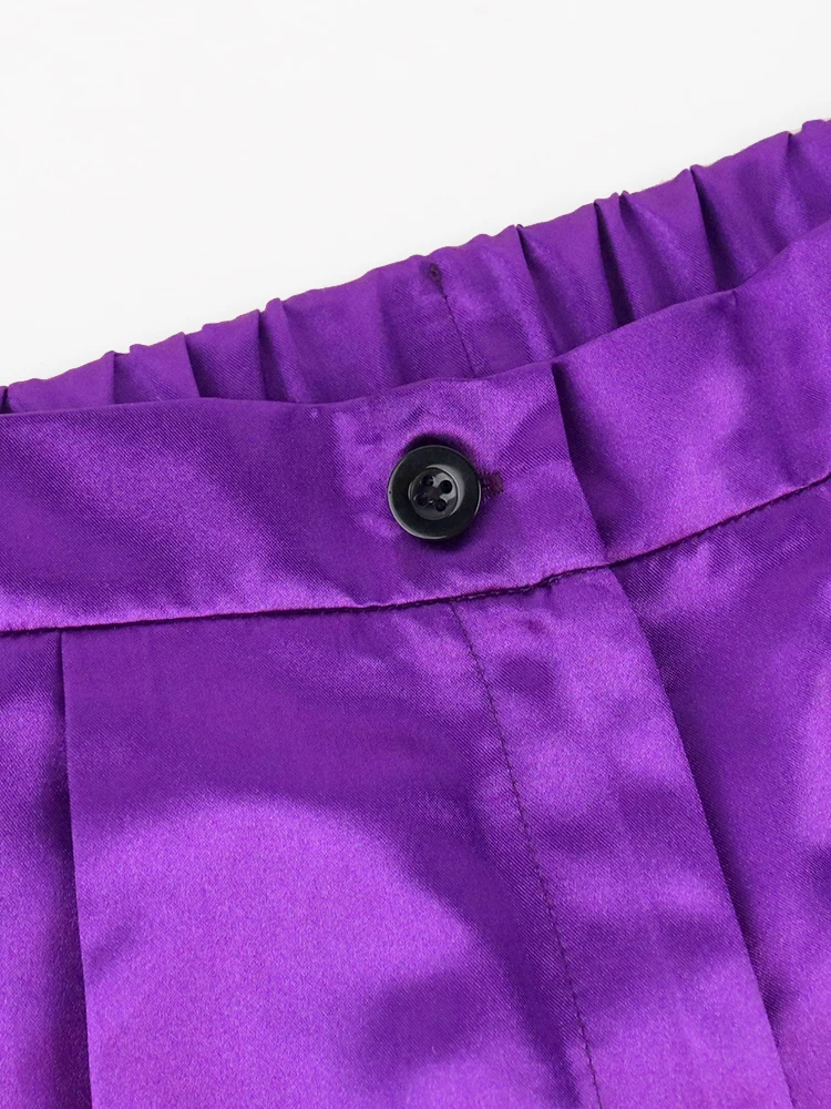 Purple Pants Sets for Women Straplees Tops and High Elastic Waist Trousers Large Size Birthday Cocktail Event Two Piece Outfits